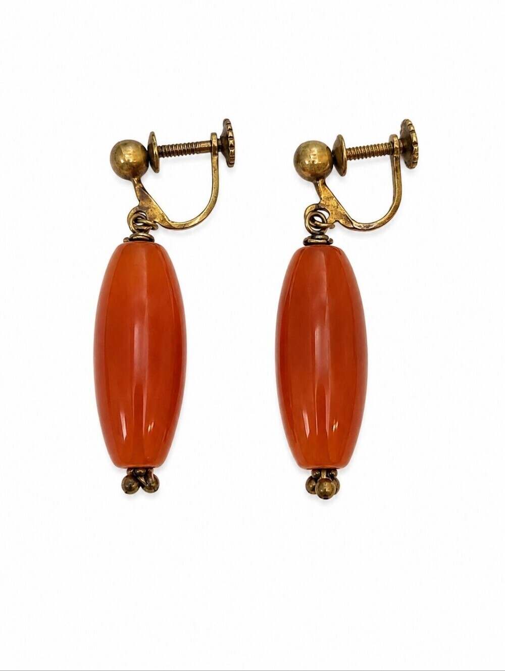 Antique Estate Carnelian Screw-on Earrings